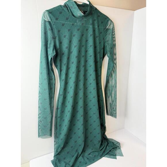 Baum und Pferdgarten Jolain Harlequin Green Long Sleeve Mesh Midi Dress Size‎ M - Picture 4 of 7